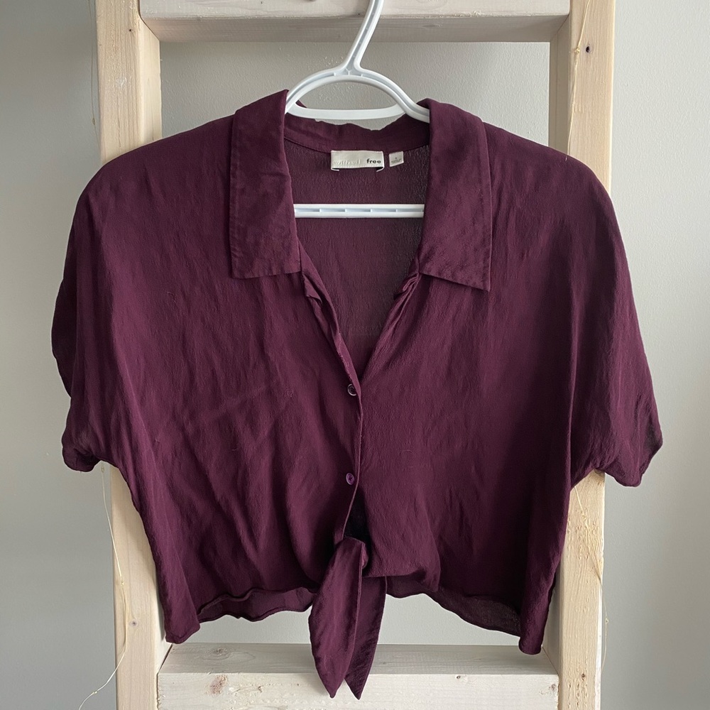 Burgundy crop blouse